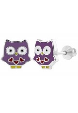 outstanding teeny owl silver infant earrings